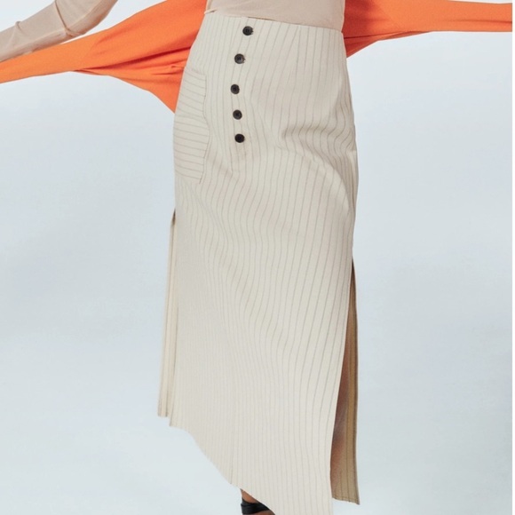 ZARA STRIPED MIDI SKIRT SZ S - Picture 1 of 9